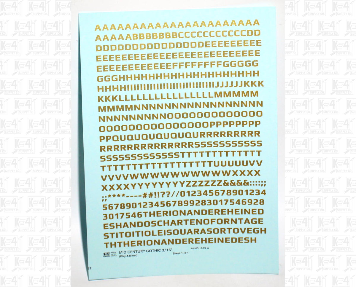 Mid Century Gothic Letter Number Alphabet