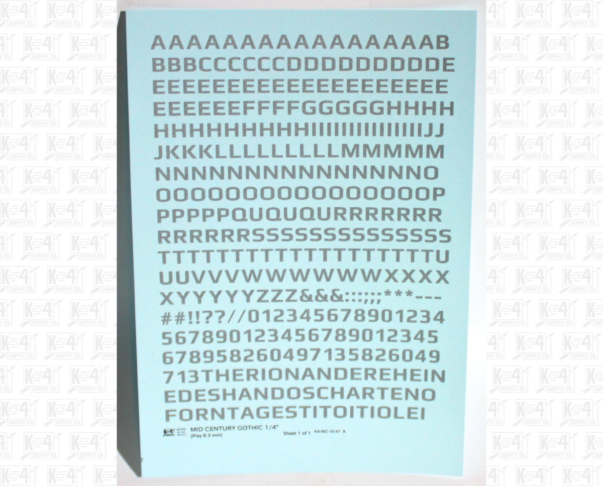 Mid Century Gothic Letter Number Alphabet