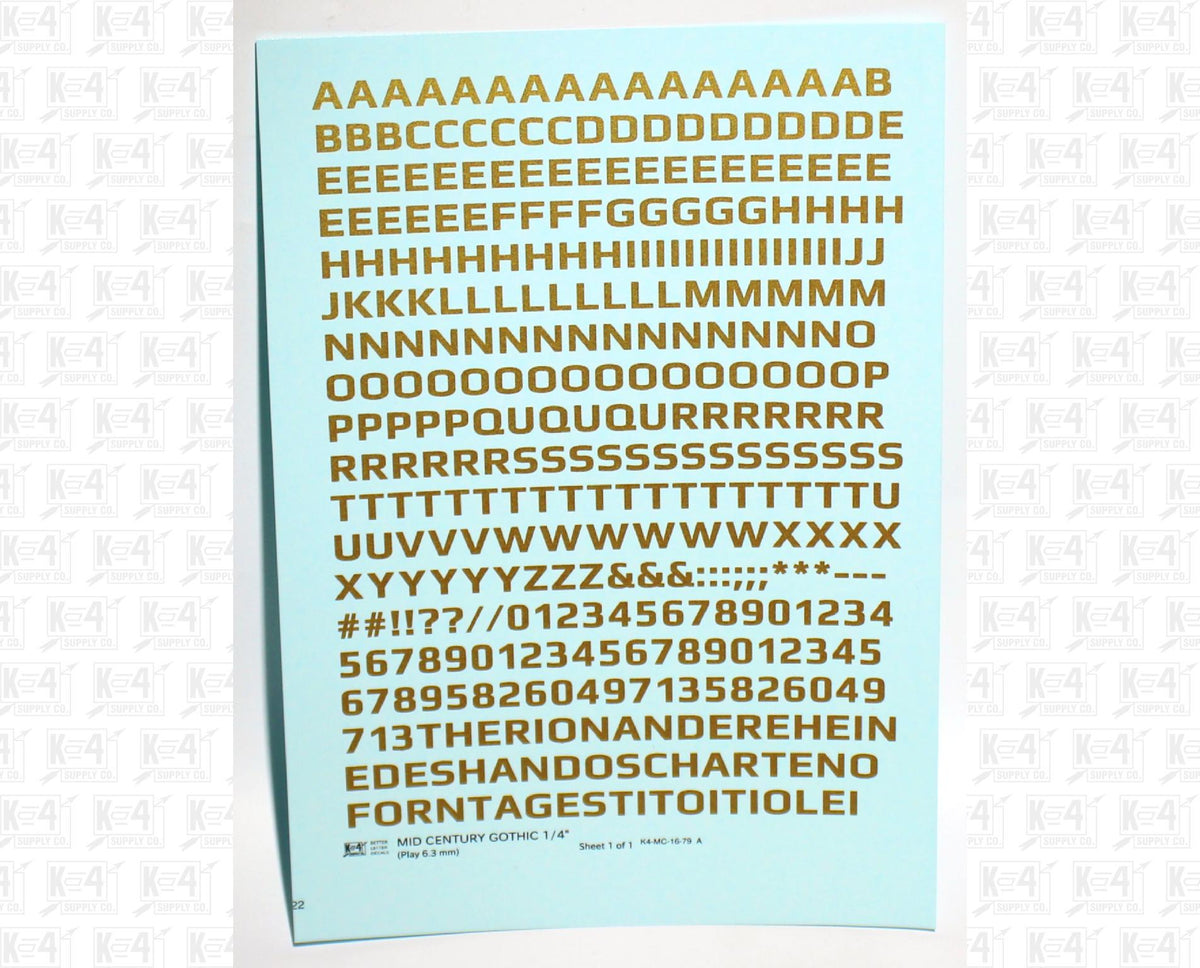 Mid Century Gothic Letter Number Alphabet
