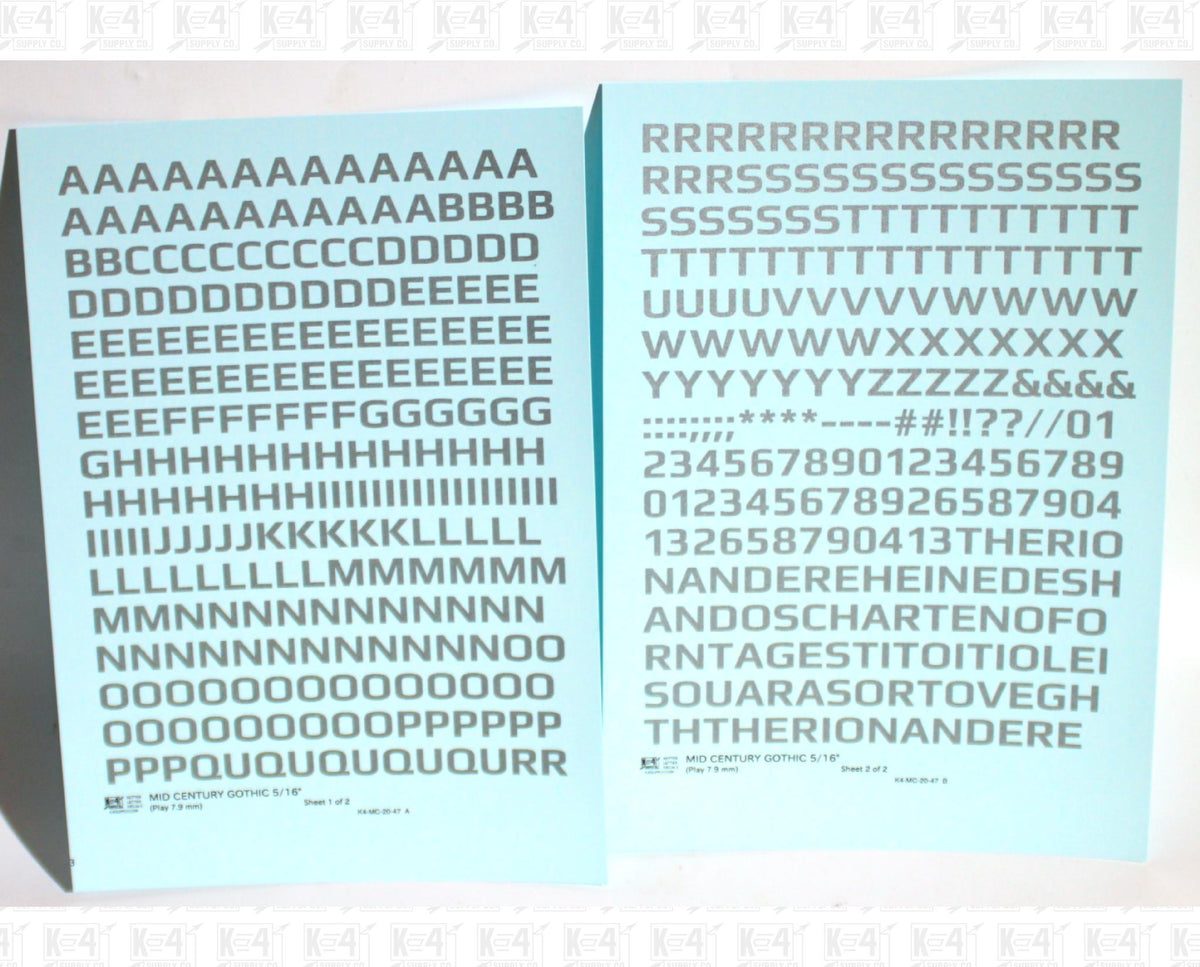 Mid Century Gothic Letter Number Alphabet
