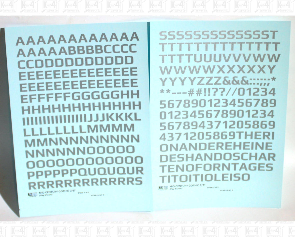Mid Century Gothic Letter Number Alphabet