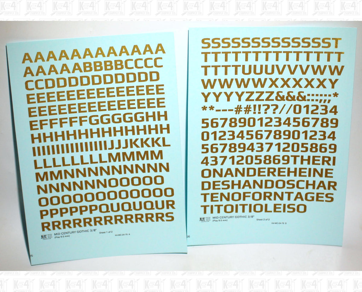 Mid Century Gothic Letter Number Alphabet