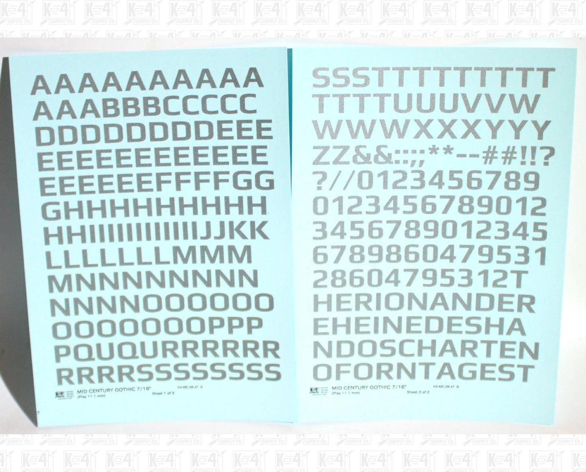 Mid Century Gothic Letter Number Alphabet