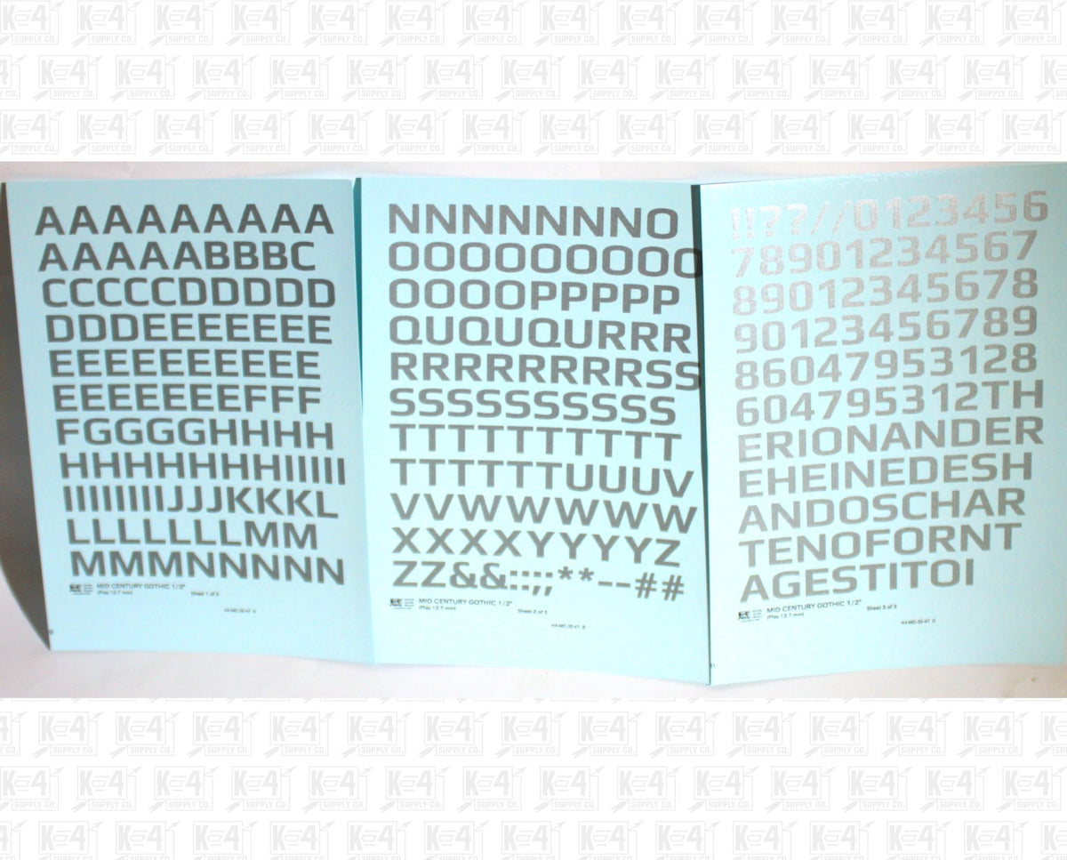Mid Century Gothic Letter Number Alphabet