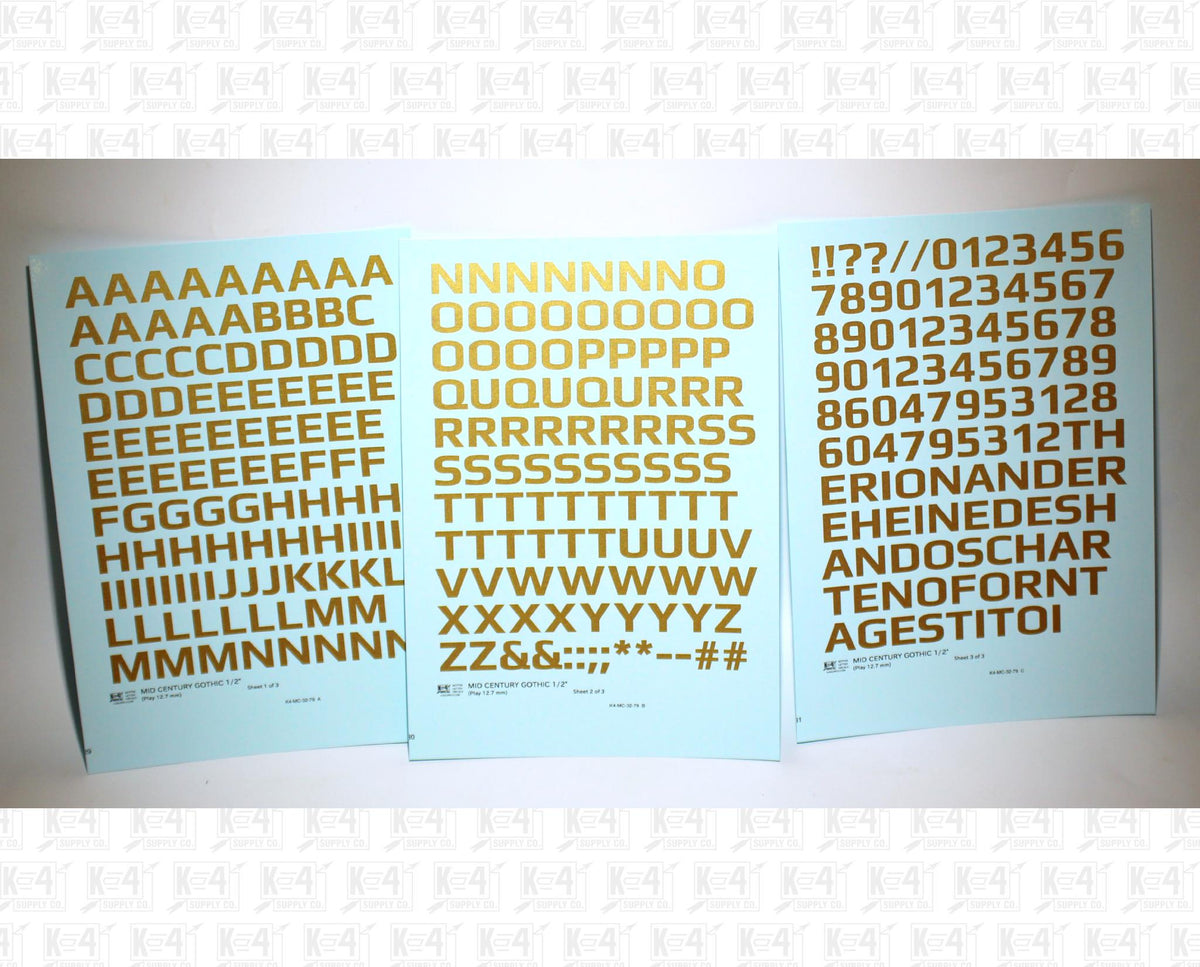 Mid Century Gothic Letter Number Alphabet