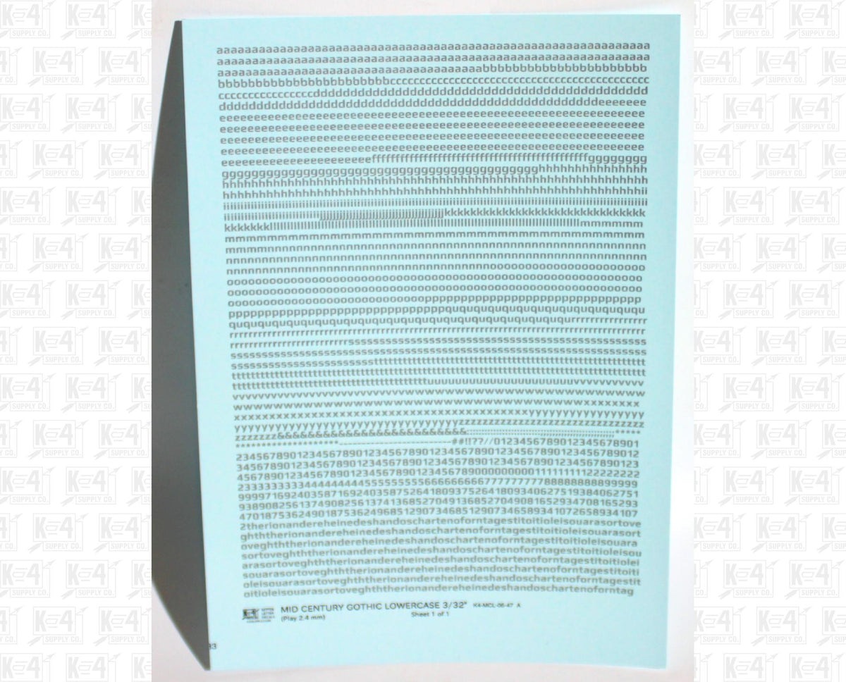 Lowercase Mid Century Gothic Letter Alphabet