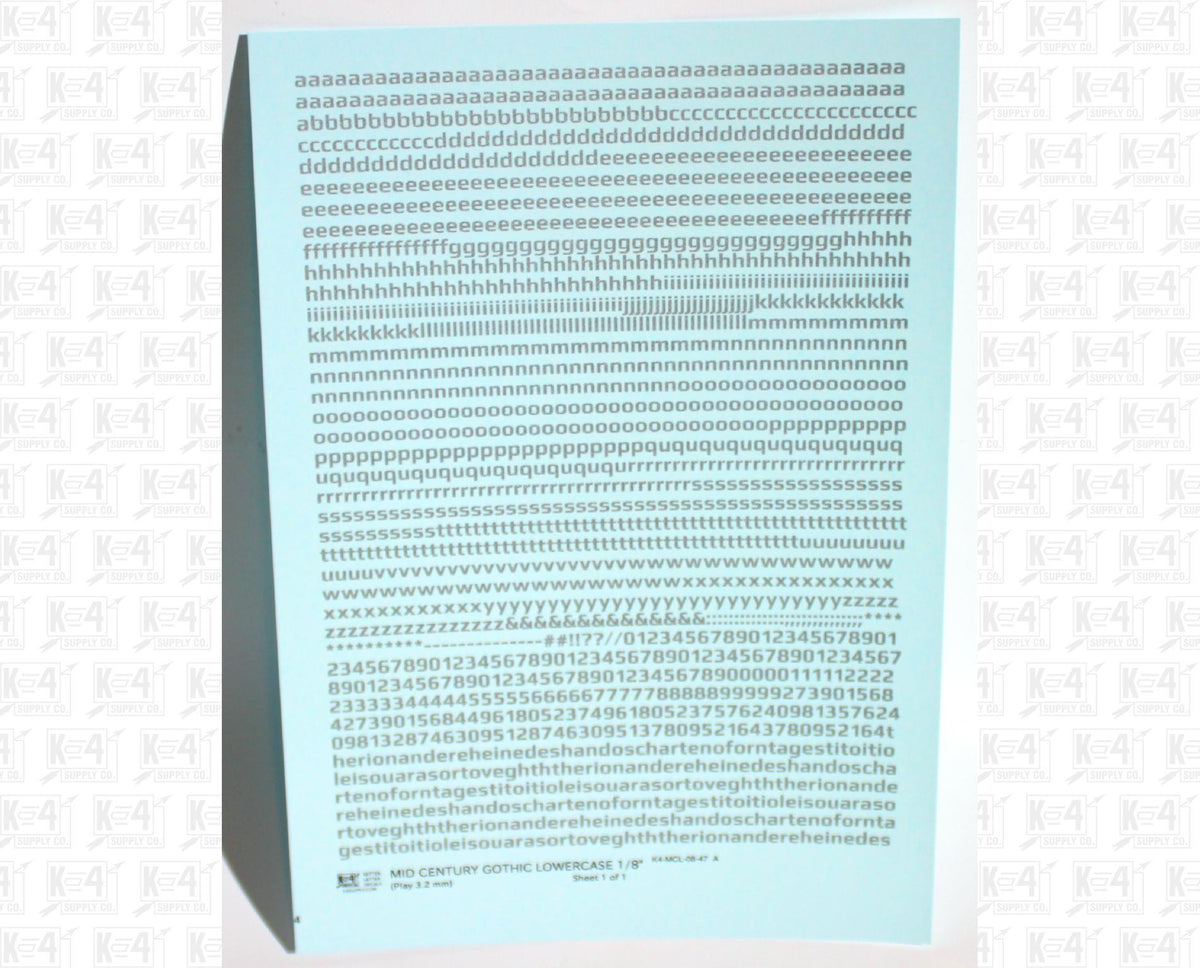 Lowercase Mid Century Gothic Letter Alphabet