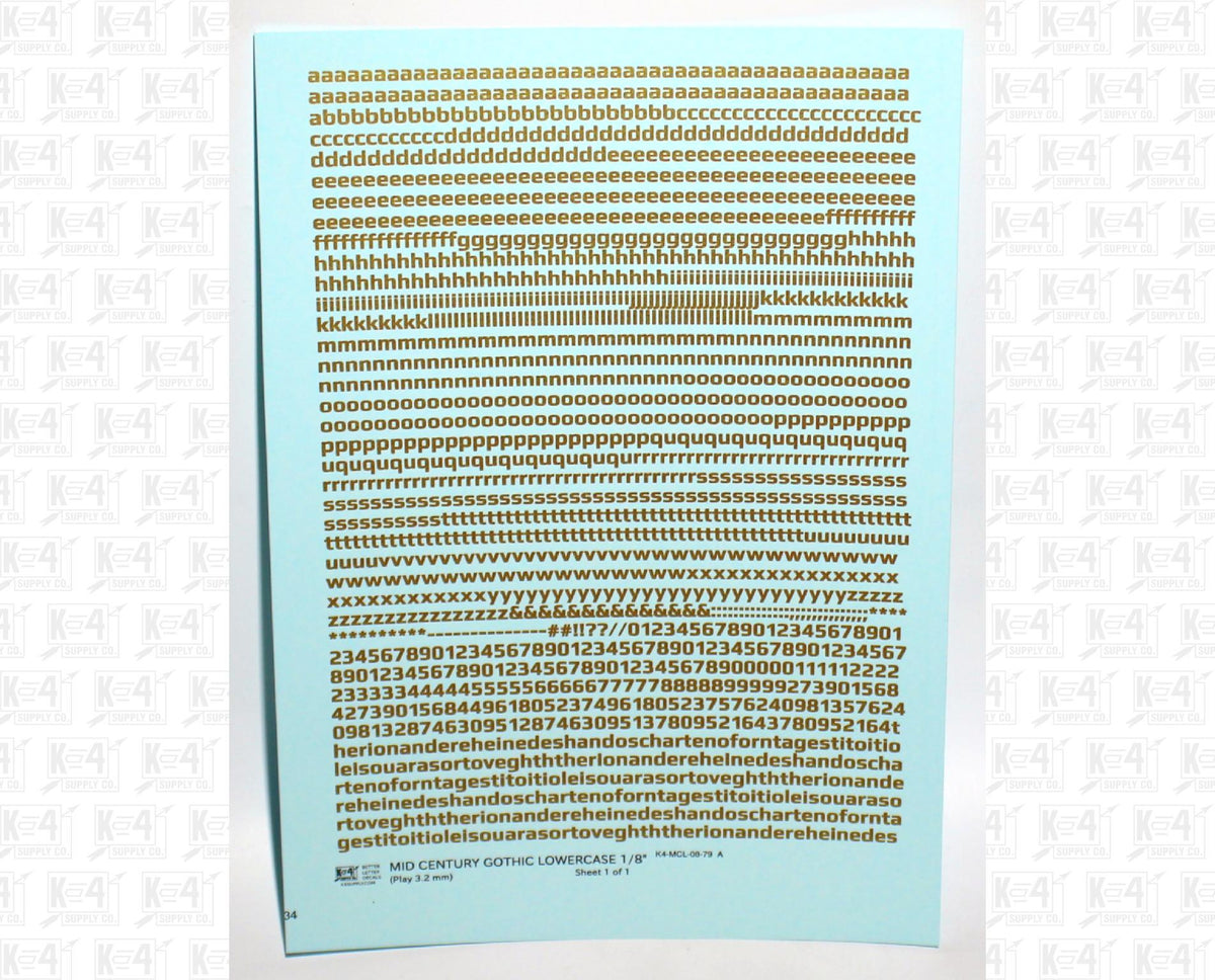 Lowercase Mid Century Gothic Letter Alphabet