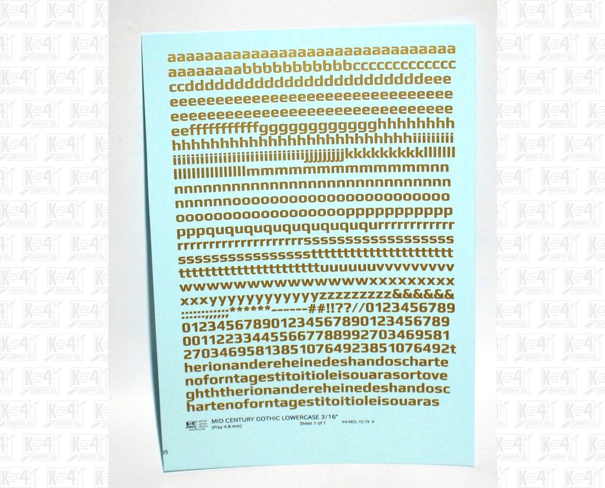 Lowercase Mid Century Gothic Letter Alphabet