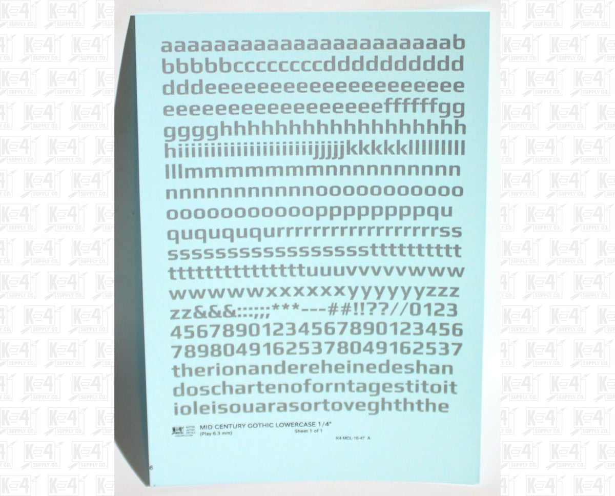 Lowercase Mid Century Gothic Letter Alphabet