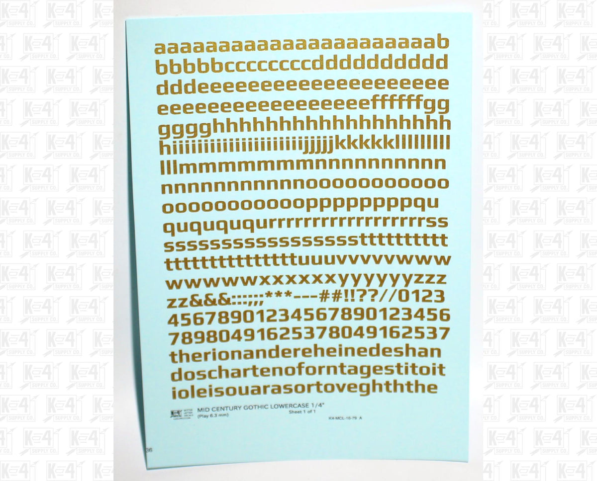 Lowercase Mid Century Gothic Letter Alphabet