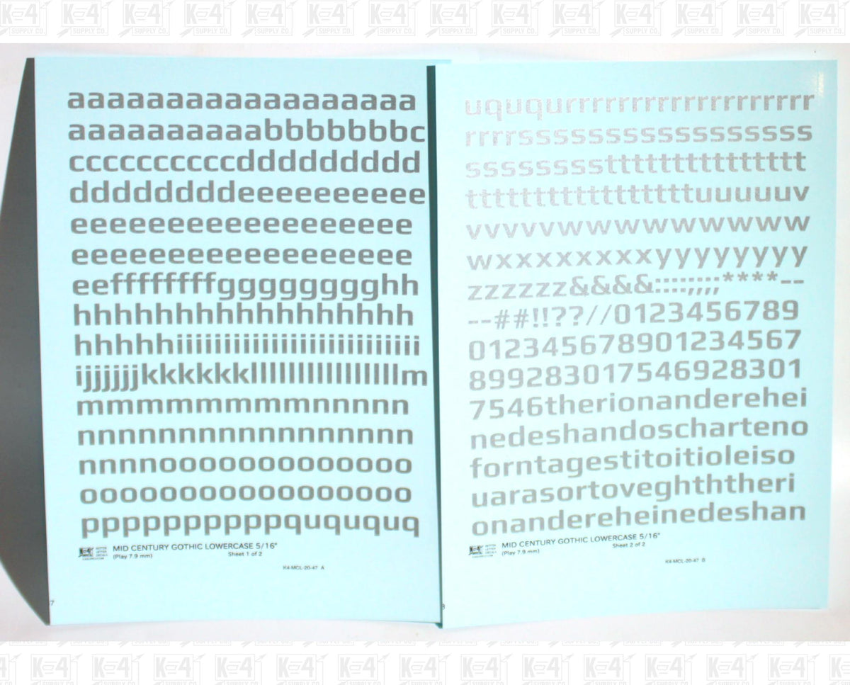 Lowercase Mid Century Gothic Letter Alphabet