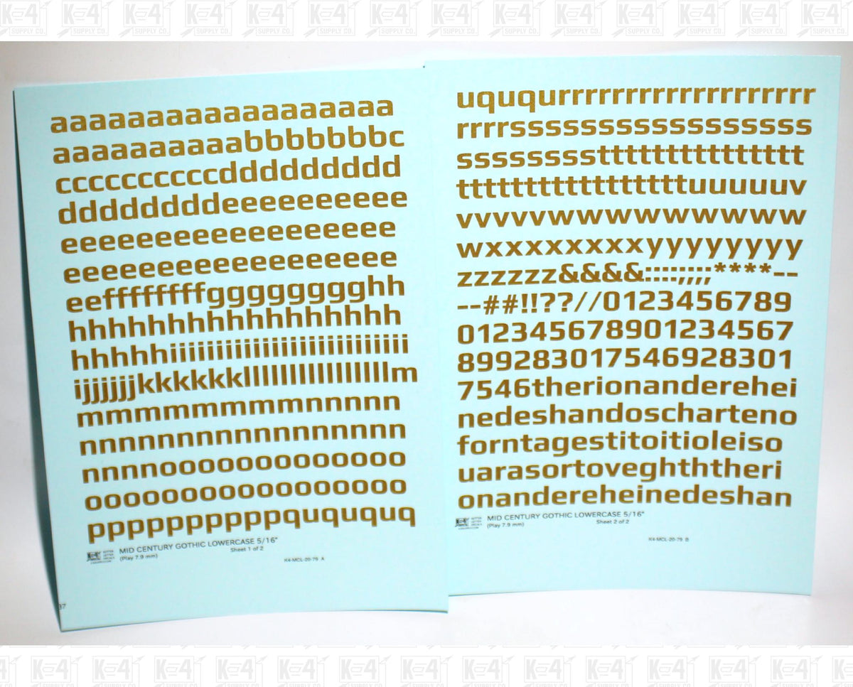 Lowercase Mid Century Gothic Letter Alphabet