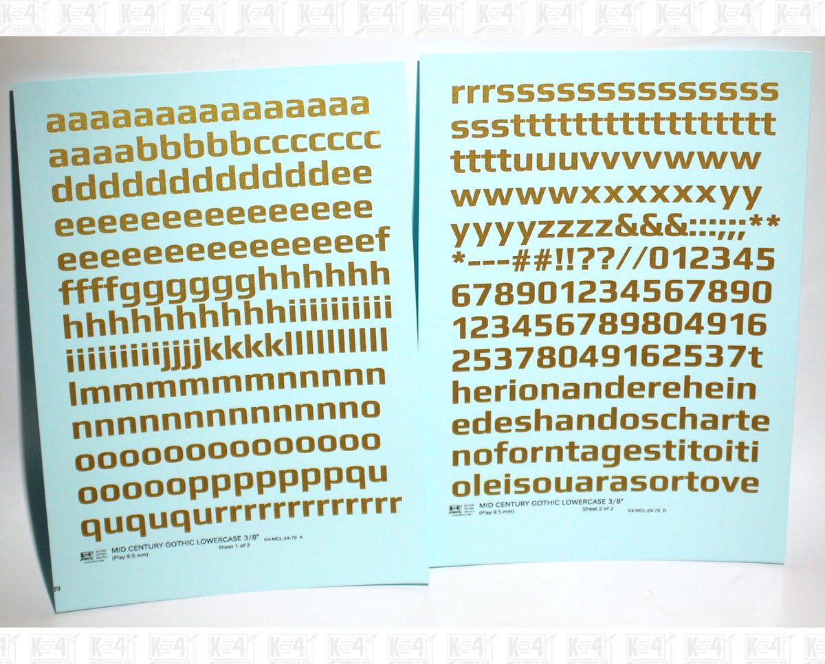 Lowercase Mid Century Gothic Letter Alphabet