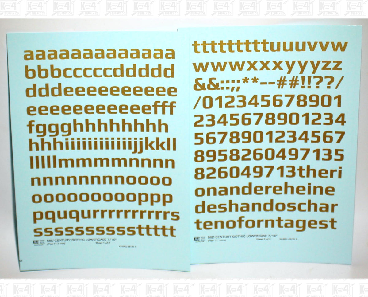 Lowercase Mid Century Gothic Letter Alphabet