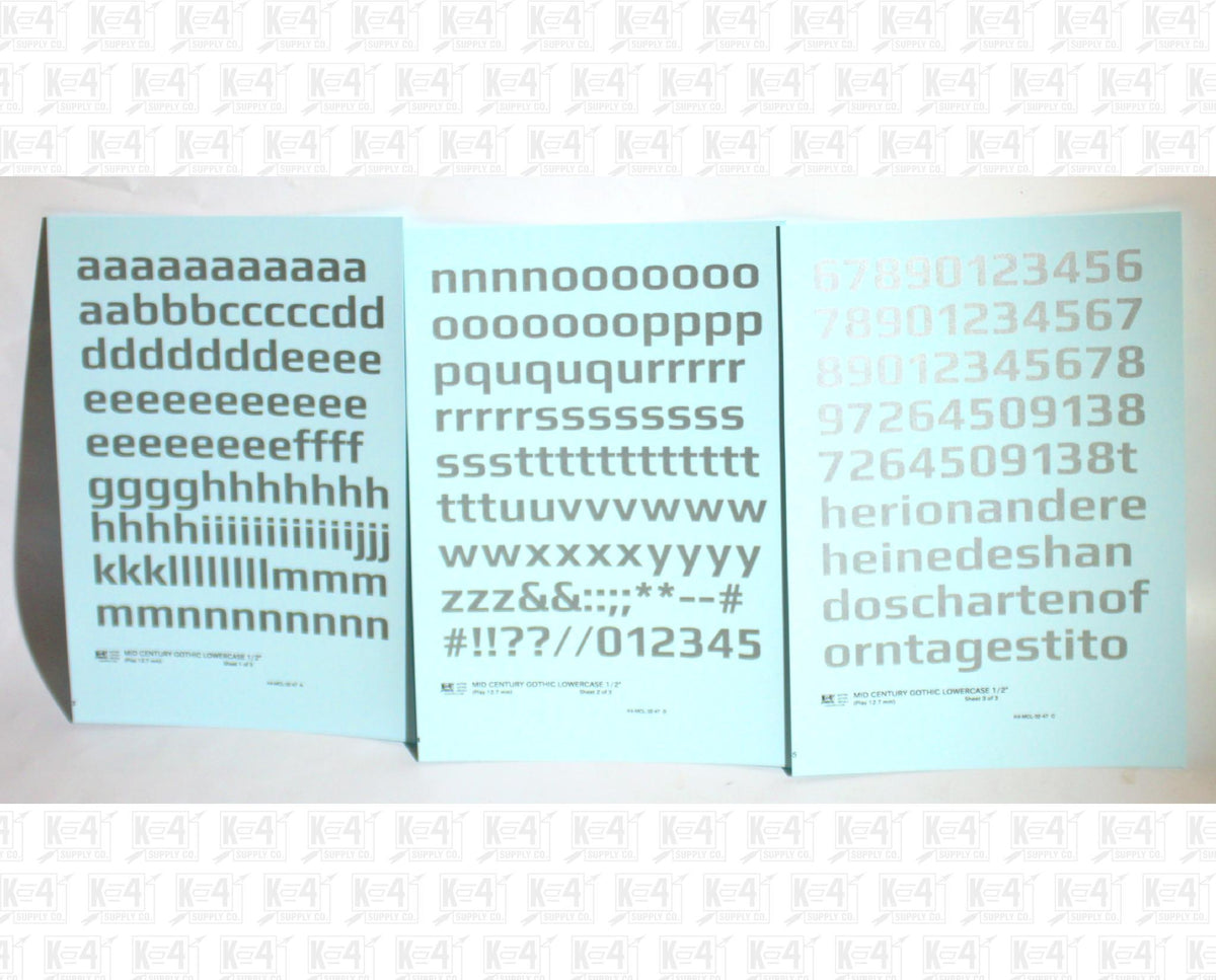 Lowercase Mid Century Gothic Letter Alphabet