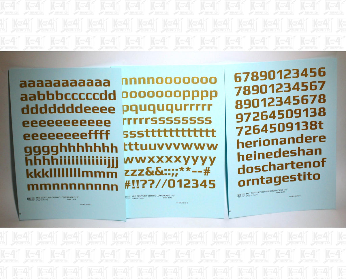 Lowercase Mid Century Gothic Letter Alphabet