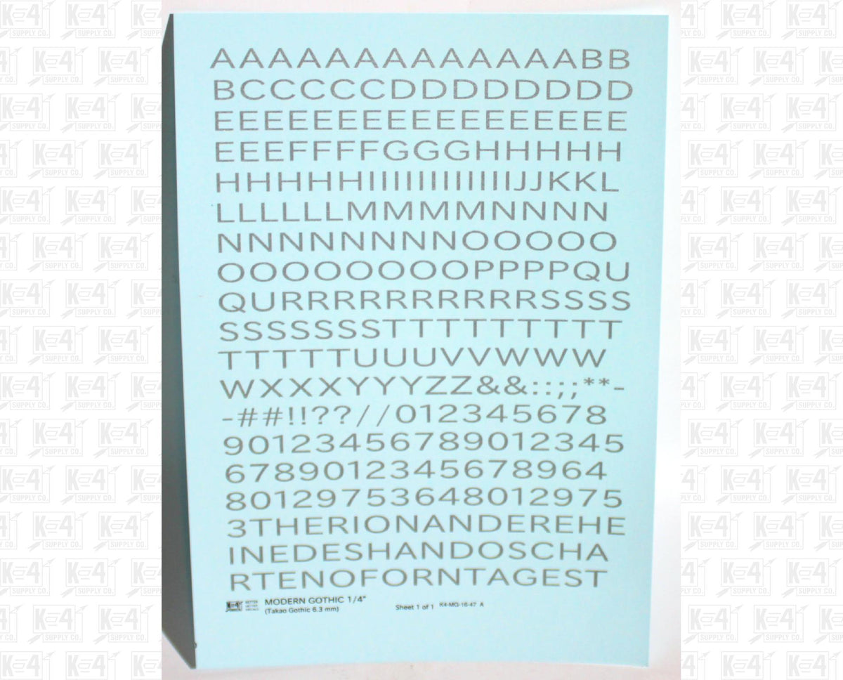 Modern Gothic Letter Number Alphabet