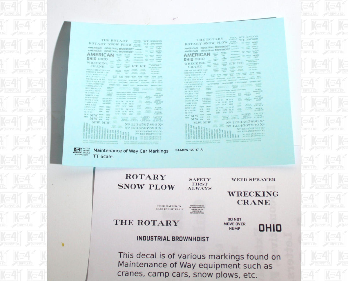 Maintenance Of Way (MOW) Data and Markings