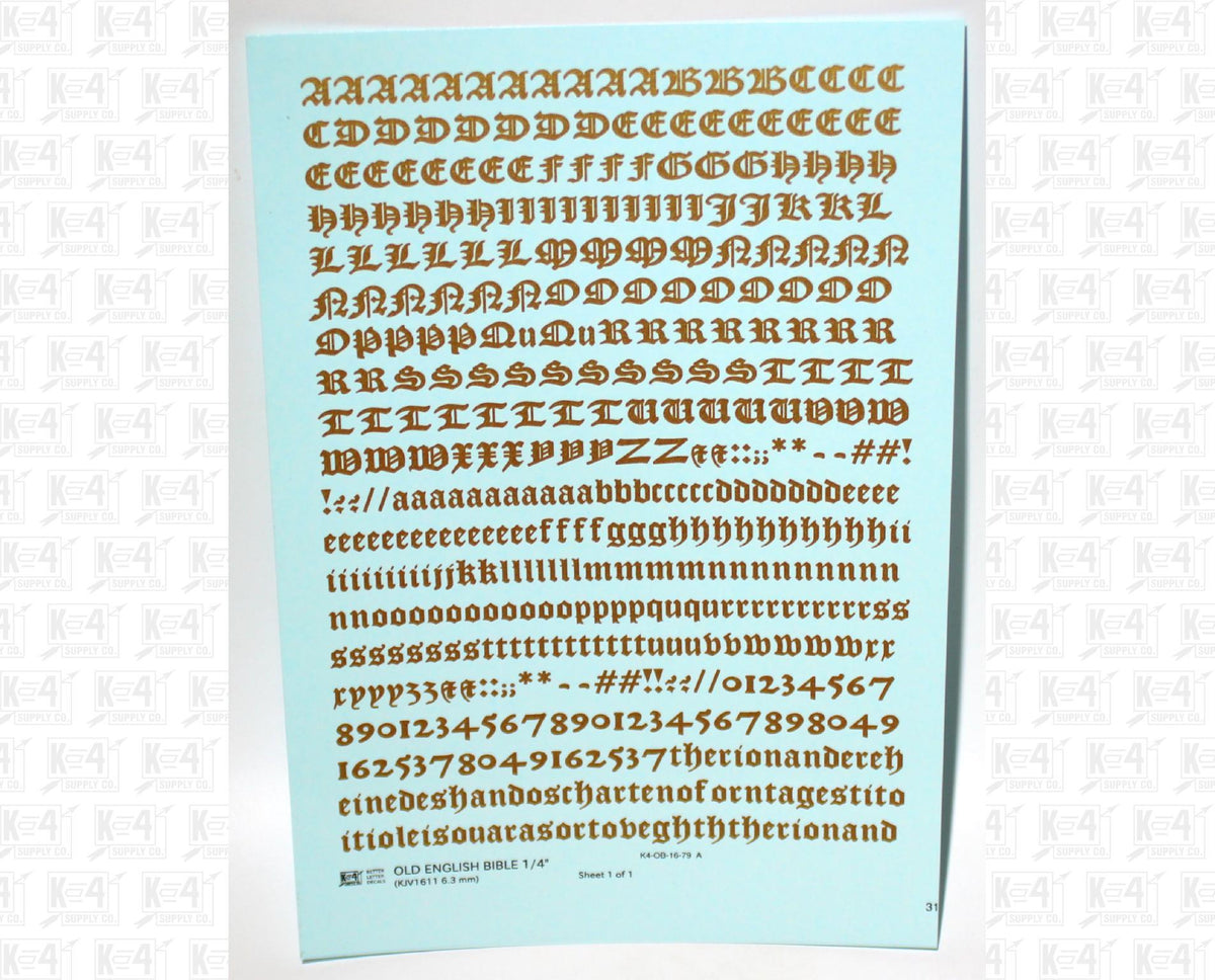 Old English Bible Letter Number Alphabet
