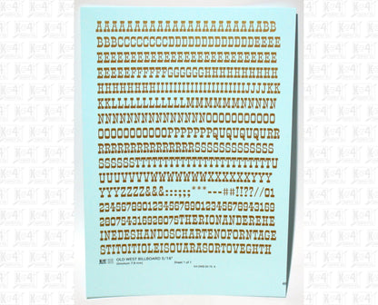 Old West Billboard Letter Number Alphabet