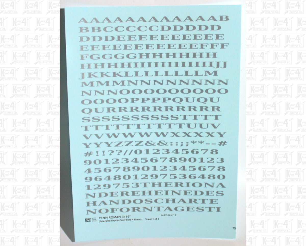 Penn Roman Letter Number Alphabet