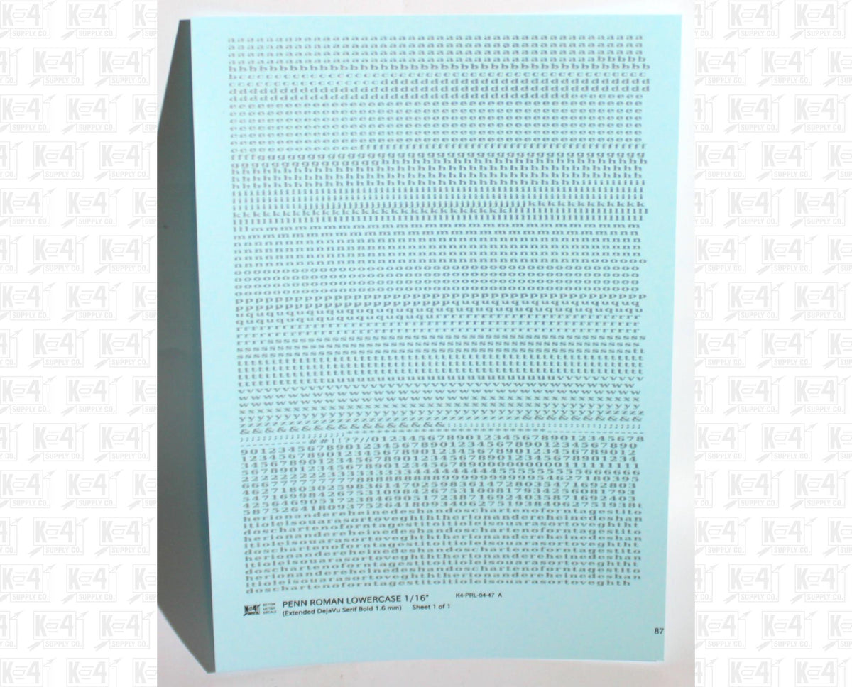 Lowercase Penn Roman Letter Number Alphabet