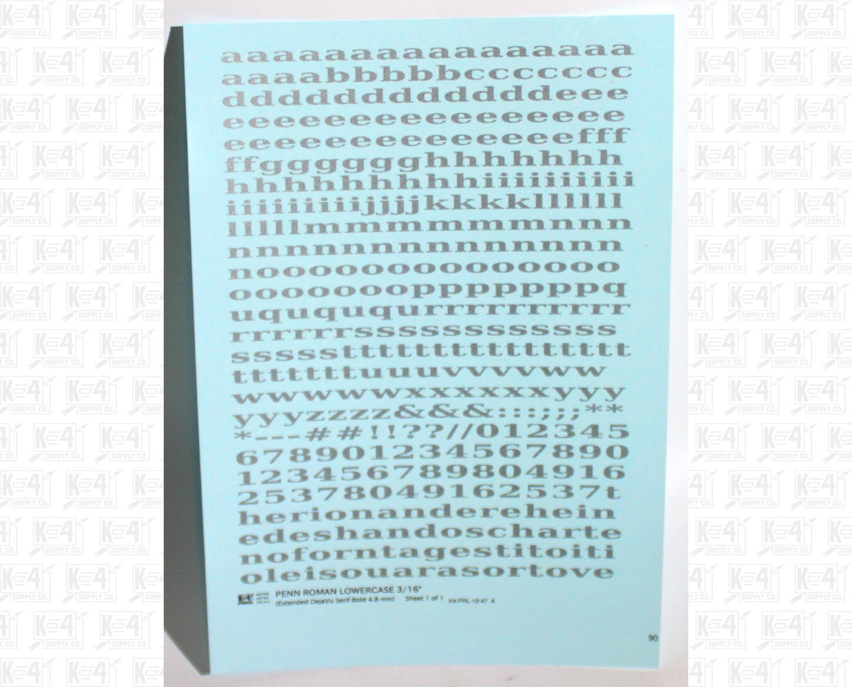 Lowercase Penn Roman Letter Number Alphabet
