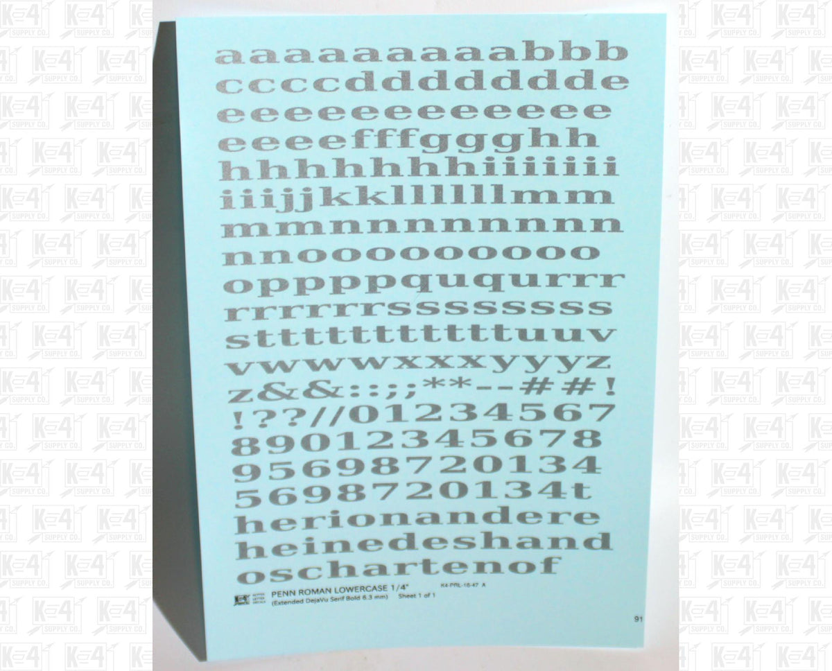 Lowercase Penn Roman Letter Number Alphabet
