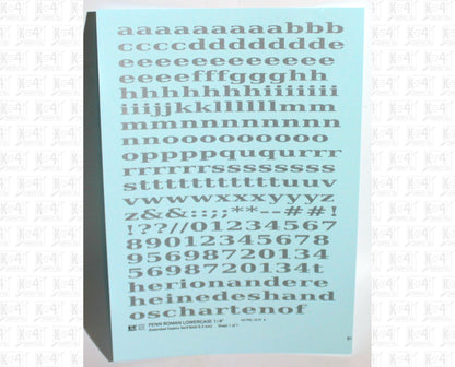 Lowercase Penn Roman Letter Number Alphabet