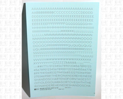 Round Modern Gothic Light Letter Number Alphabet