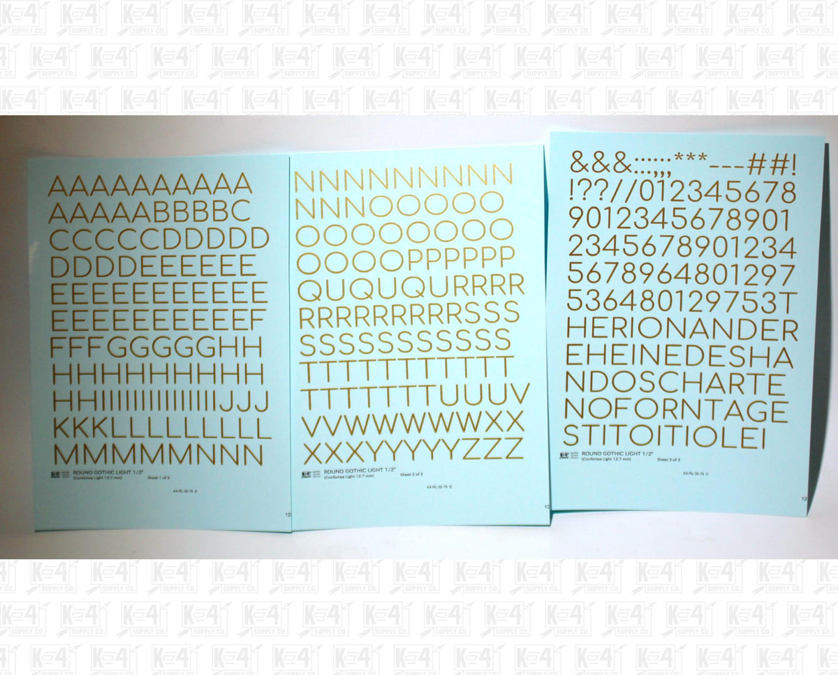 Round Modern Gothic Light Letter Number Alphabet