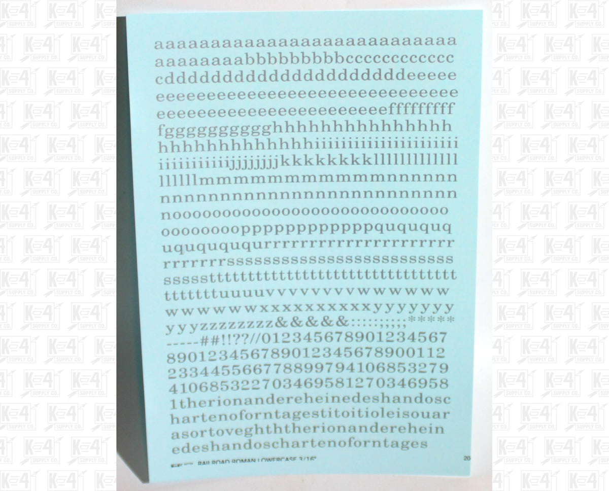Lowercase Railroad Roman Letter Number Alphabet