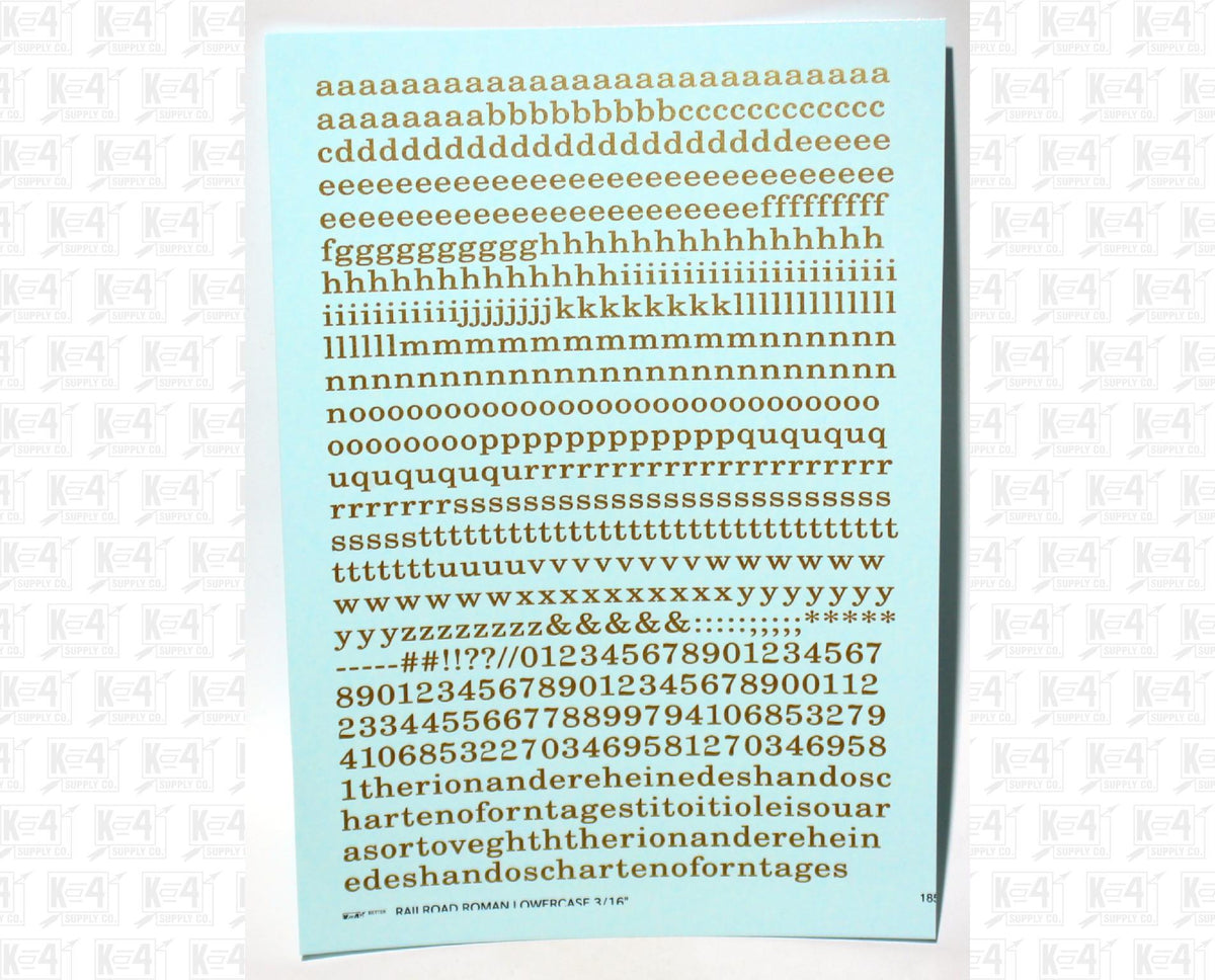 Lowercase Railroad Roman Letter Number Alphabet