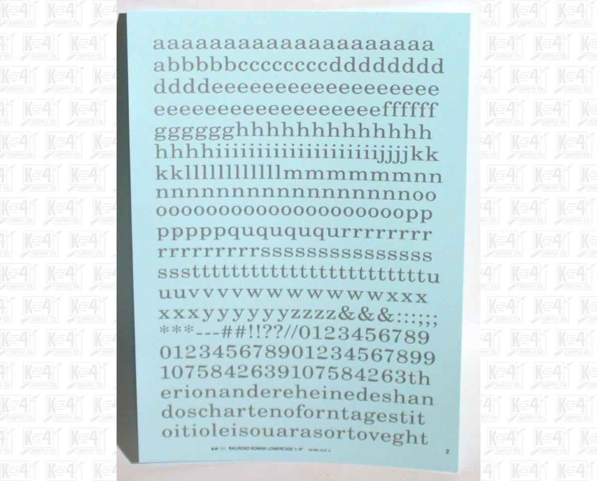 Lowercase Railroad Roman Letter Number Alphabet
