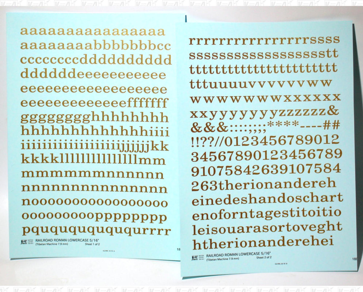 Lowercase Railroad Roman Letter Number Alphabet