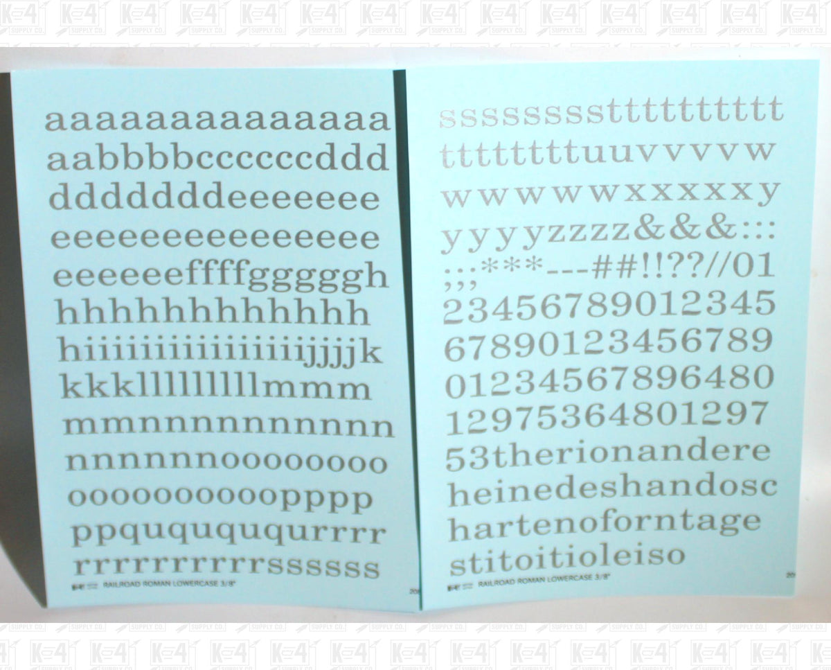 Lowercase Railroad Roman Letter Number Alphabet