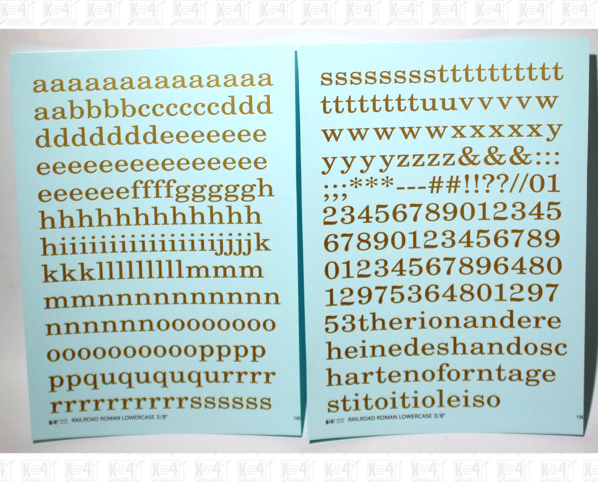 Lowercase Railroad Roman Letter Number Alphabet