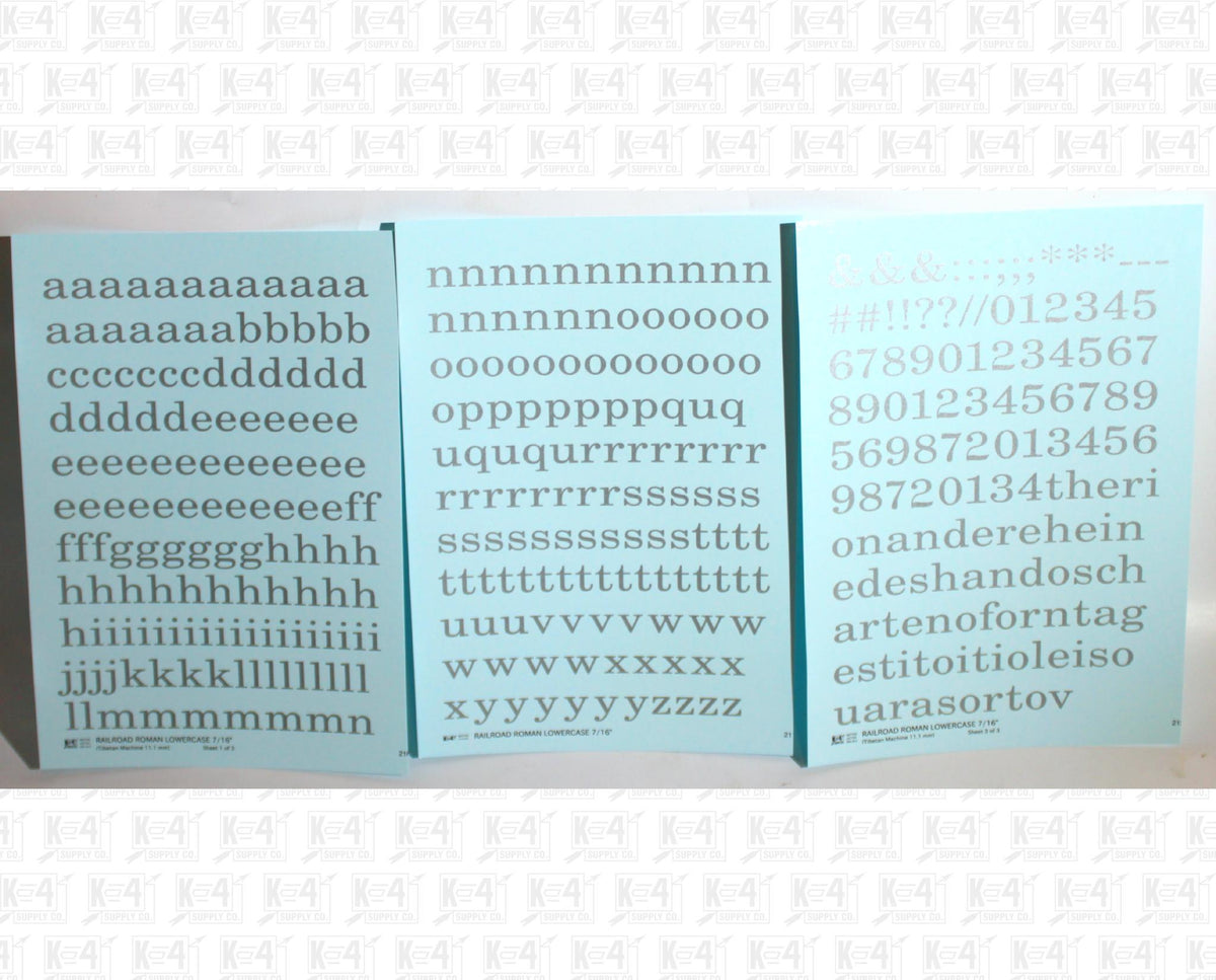 Lowercase Railroad Roman Letter Number Alphabet