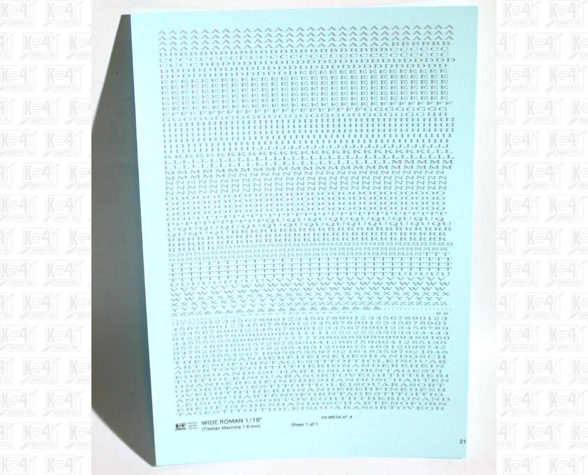 Wide Roman Letter Number Alphabet