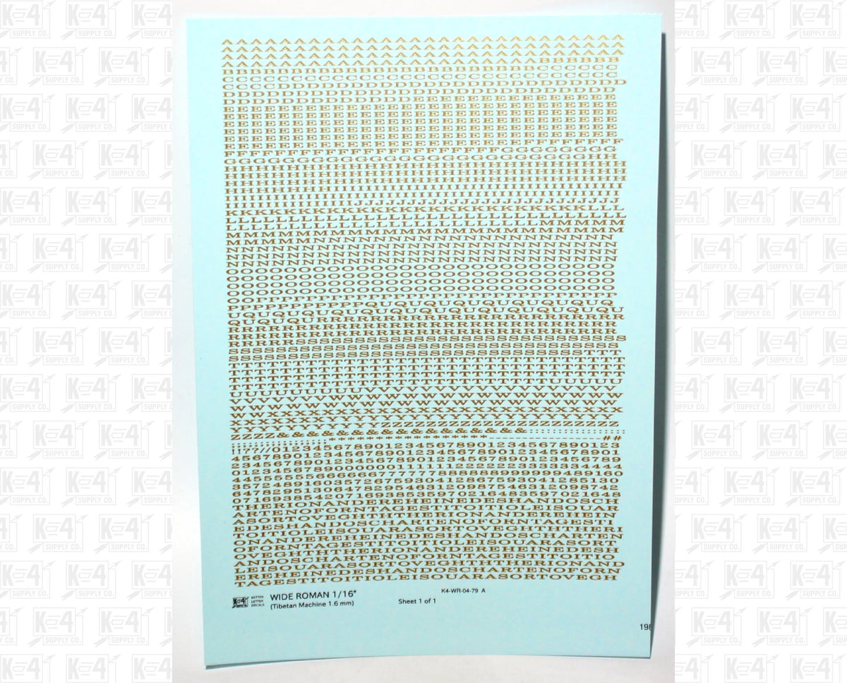 Wide Roman Letter Number Alphabet