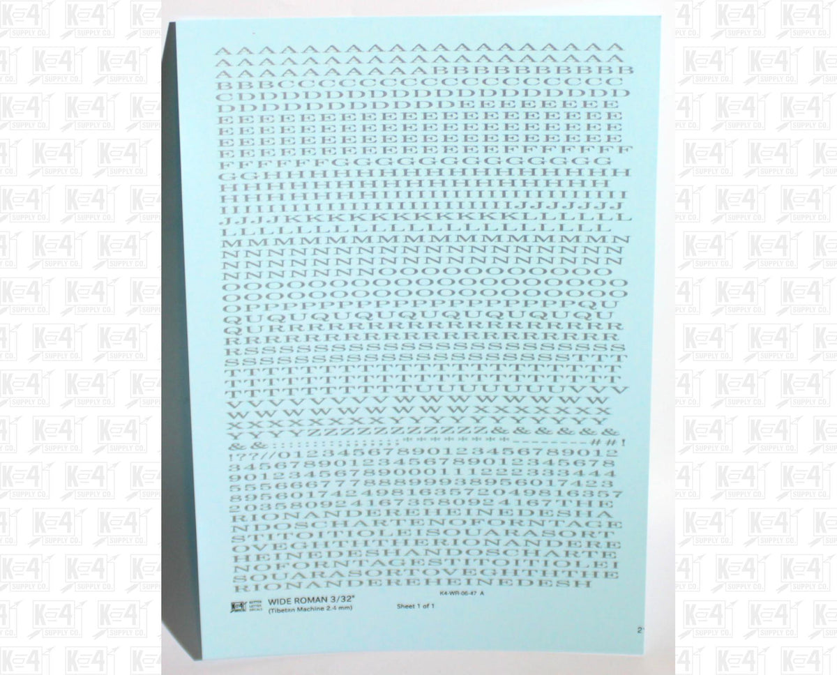 Wide Roman Letter Number Alphabet