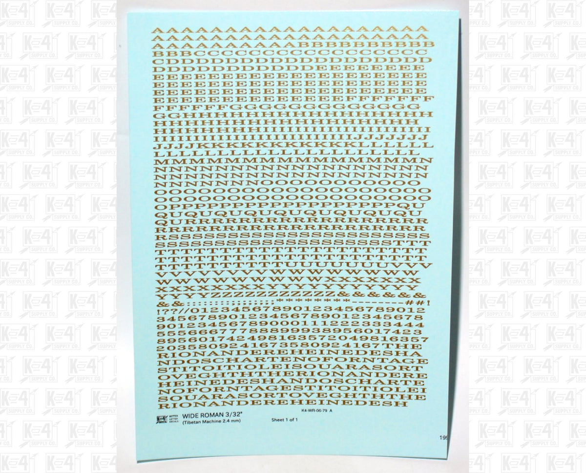 Wide Roman Letter Number Alphabet