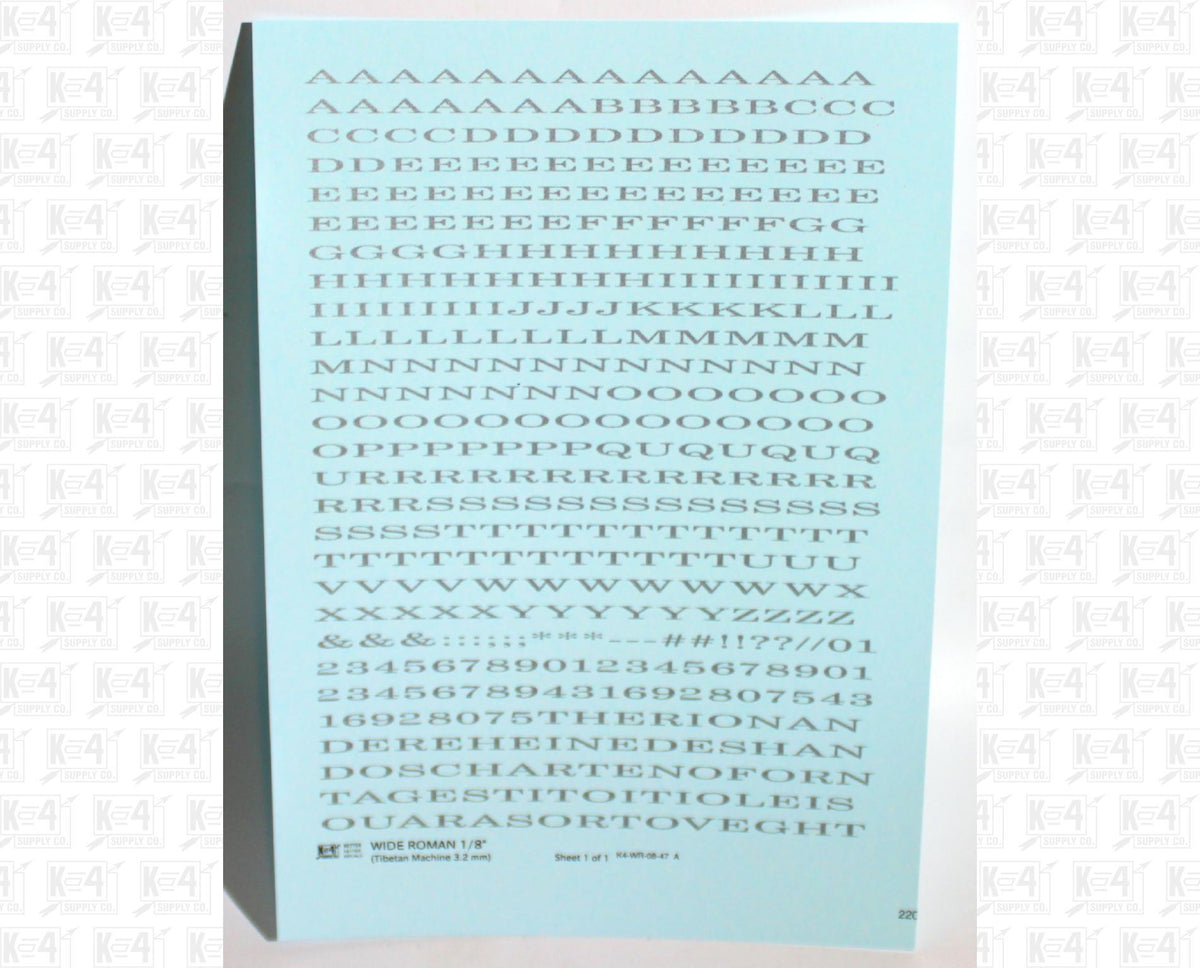 Wide Roman Letter Number Alphabet