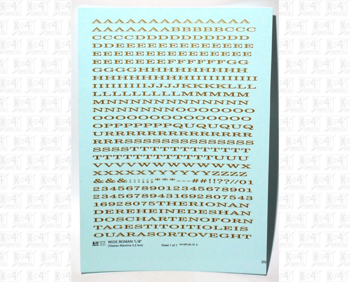 Wide Roman Letter Number Alphabet