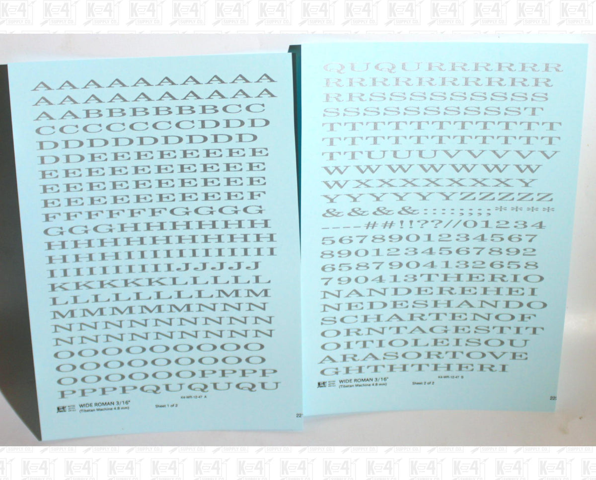 Wide Roman Letter Number Alphabet