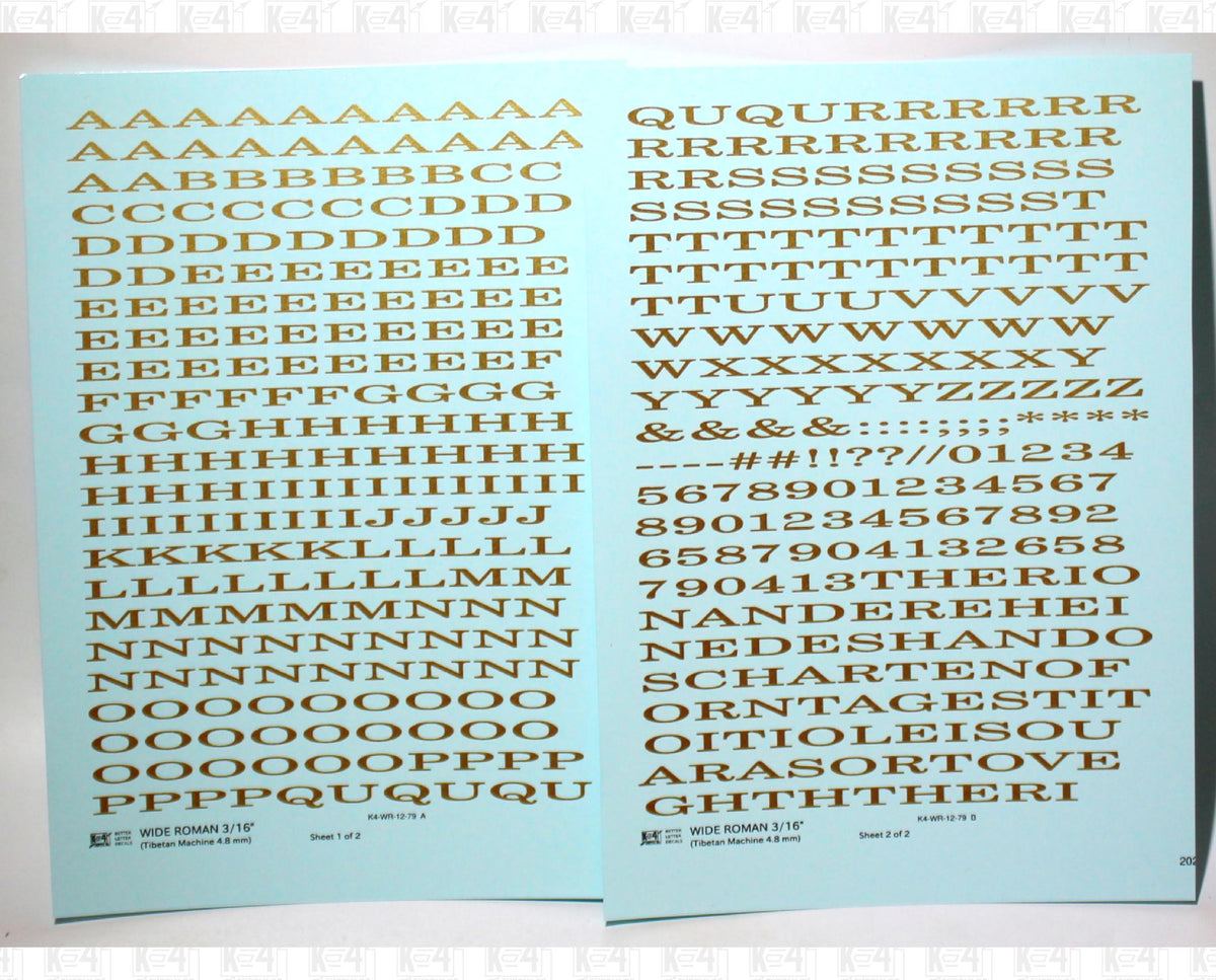 Wide Roman Letter Number Alphabet