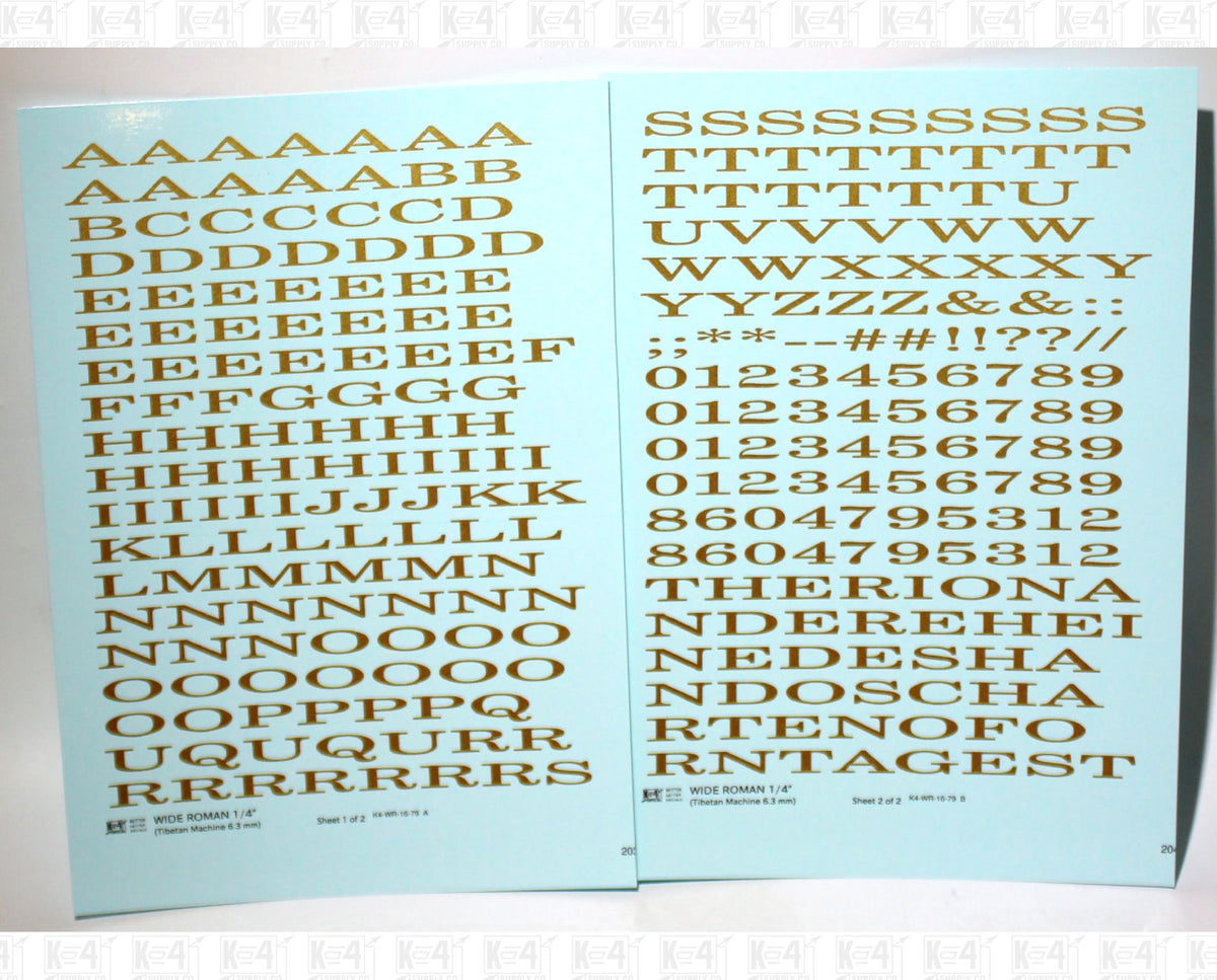 Wide Roman Letter Number Alphabet