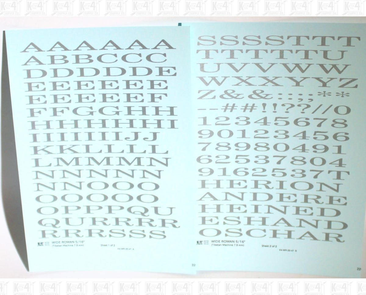 Wide Roman Letter Number Alphabet