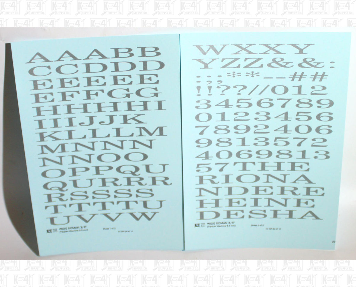 Wide Roman Letter Number Alphabet
